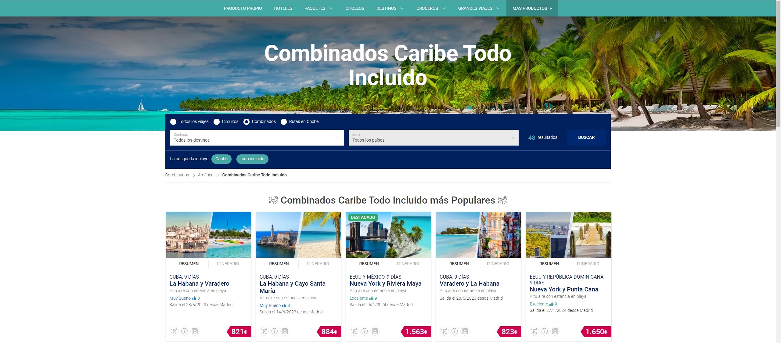 combinados turísticos caribe