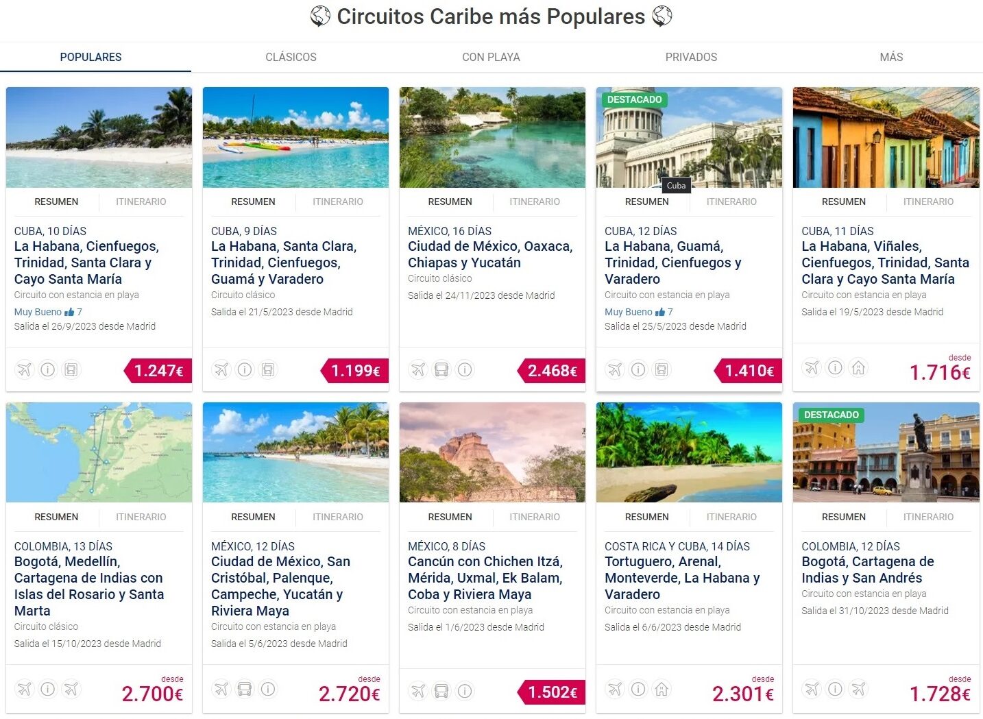 circuitos populares caribe