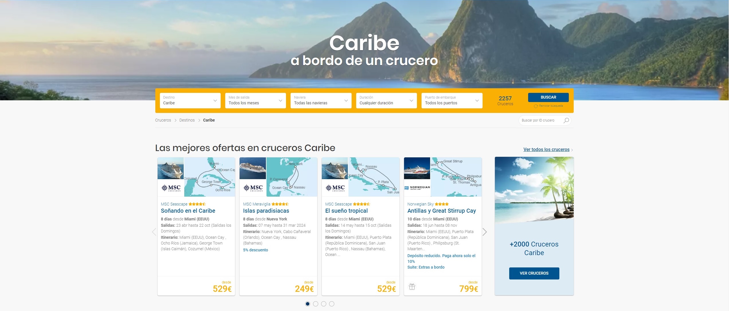 cruceros por el caribe, viajes en crucero por el caribe