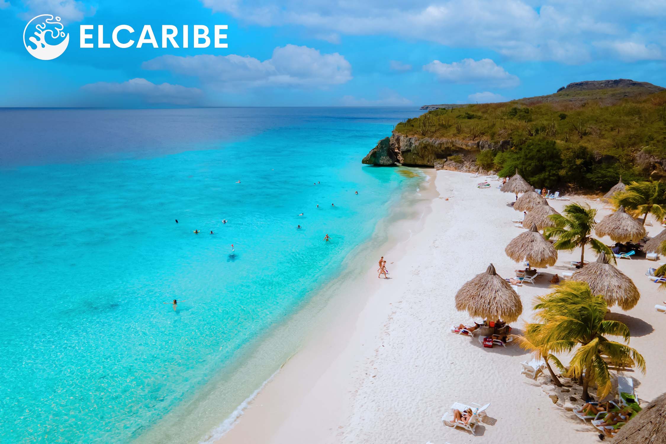 Cas Abou Beach on the caribbean island of Curacao, Playa Cas Abou in Curacao Caribbean in summer